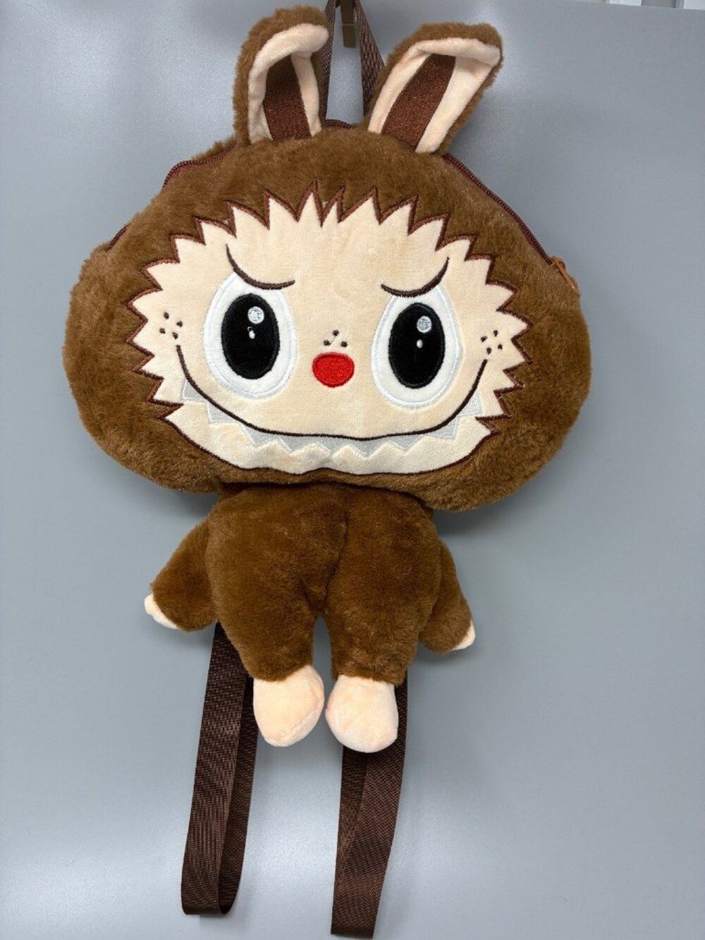 Labubu Inspired Monster Plush Backpack Fuzzy Character Kids Adjustable Straps